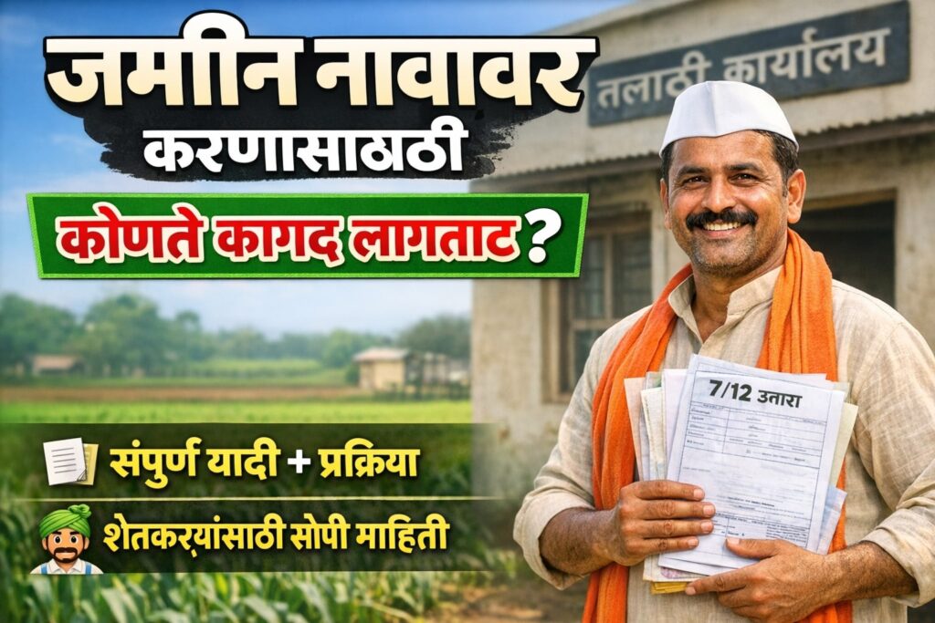 jamin navavr karnyasathi konti kagdptre lagtat